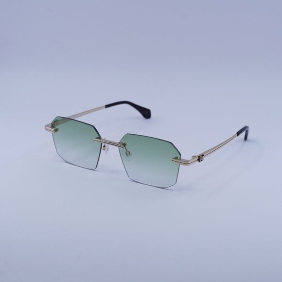 Palm Angels PERI10G QUARTZ 7654 Sunglasses Gold Geometric Frame, Green Lenses - Picture 5 of 11